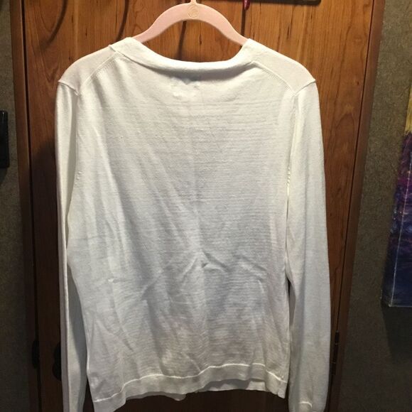 NWOT. Van Heusen Women’s Size M White Lightweight Knit Sweater Jacket - Picture 6 of 10